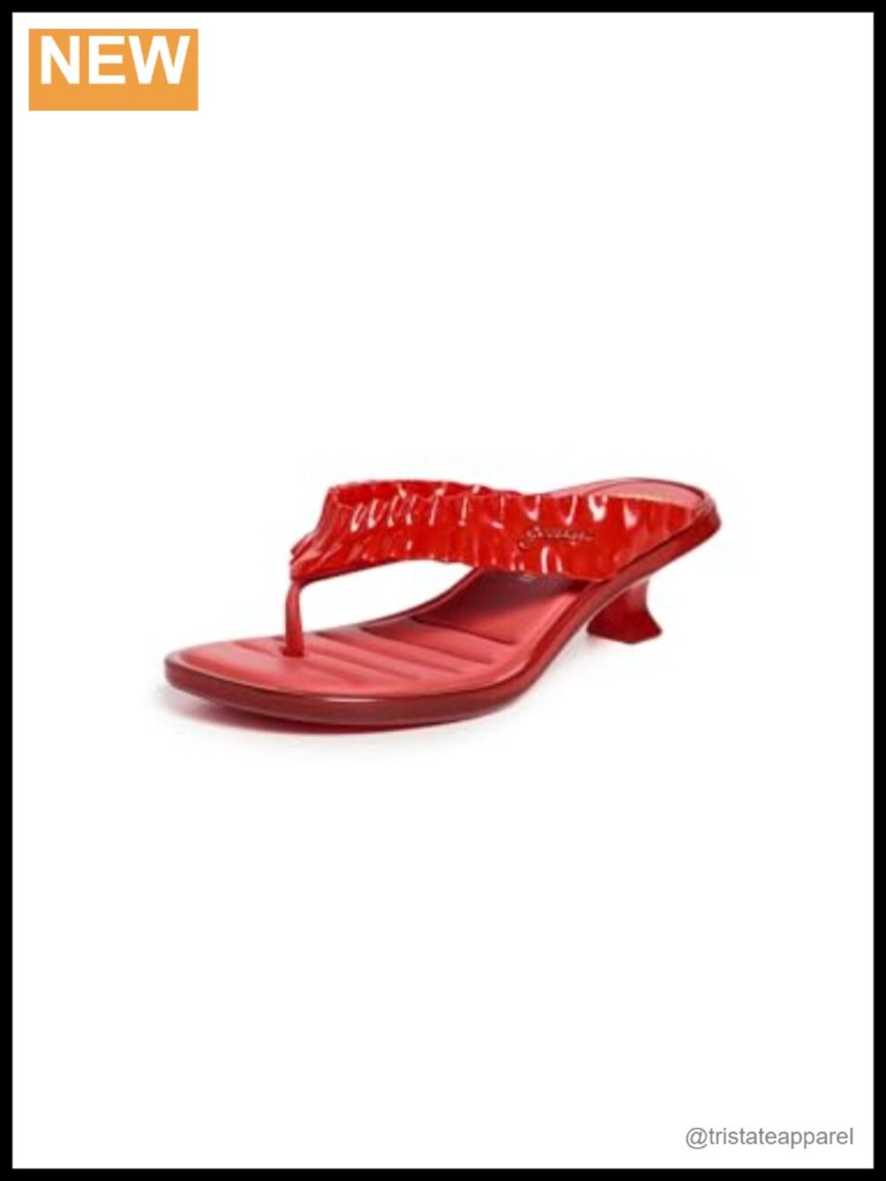 Red PVC Kitten Heel Sandals